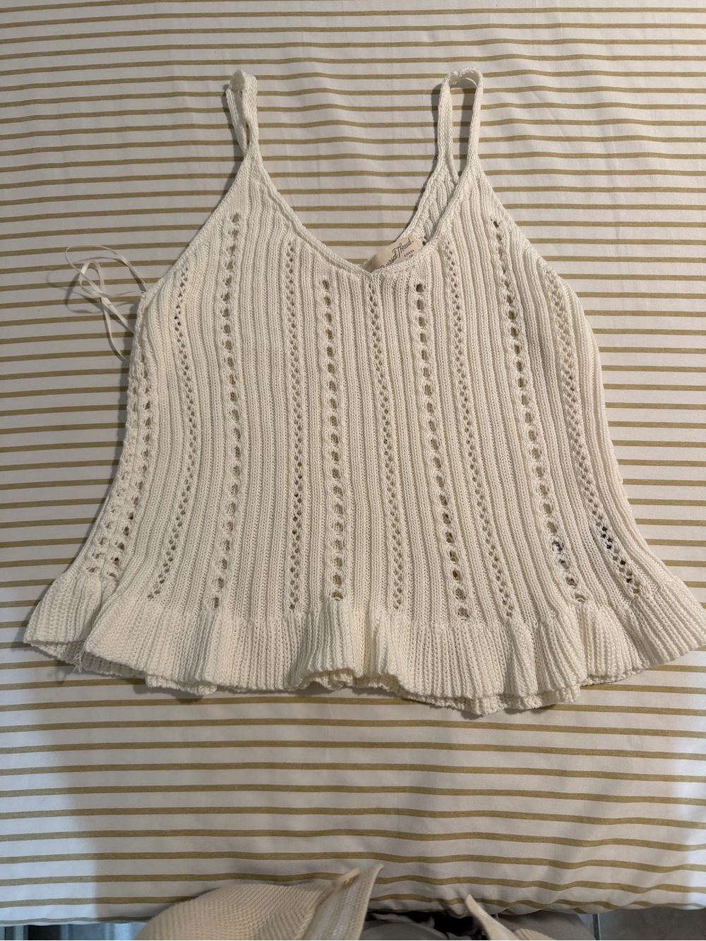 Universal Thread Cream Knit Ruffle-Hem Camisole